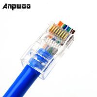 【CW】 ANPWOO 20/50/100pcs RJ45 6U Gold PlatedPass Through Ethernet Cables Module Plug Network 45 Heads Cat5 Cat5e