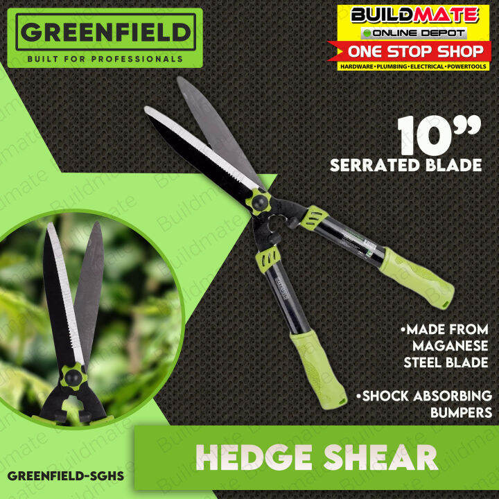 GREENDFIELD Hedge Shear Grass Garden Scissor 10" SGHS •BUILDMATE