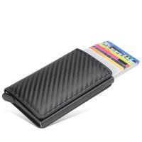 New Men Credit Card Holder Mens Wallet Carbon Fiber RFID Blocking Leather Bank Card Case Cardholder Protection Purse for Women Card Holders