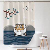 Japanese Style Cute Cartoon Shower Curtain  Punch-Free Waterproof Mildew-Proof Bath Shading Bathroom Curtain Partitio