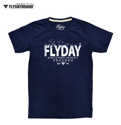 FLYDAY® : รุ่น HEAVYเสื้อไซร์ใหญ่ ลาย FLYDAY สีกรมท่า NAVY BLUE