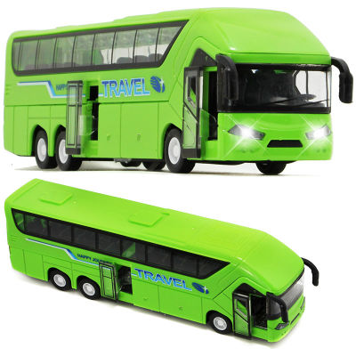 Toy Light Music Power Control Alloy Sightseeing Bus Passenger Bus Model