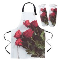 [TIN Household Products] Rose Flower Board Chef Apron ผ้ากันเปื้อนทำอาหารครัวเบเกอรี่อุปกรณ์เสริมผ้ากันเปื้อนสำหรับผู้ชายผู้หญิง