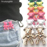 2Pcs Bear Detachable Metal Push Buttons Trouser Pin Retractable Button Sew-On Free Buckles Jeans Perfect Fit Reduce Waist