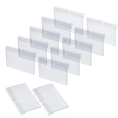 100Pcs Clear Plastic Label Holders for Wire Shelf Retail Price Label Holders Merchandise Sign Display Holder (6 x 4 cm)