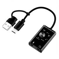 External Sound Card USB2.0 Type C Stereo Microphone Adapter USB Audio Sound Card Adapter Professional Converter for Laptop Headset PC Speaker