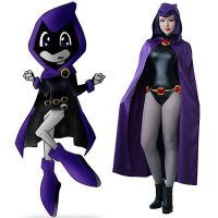 Anime Teen Titan Raven Costume Set Comic Superhero Cosplay Jumpsuit Fancy Dress Party Halloween