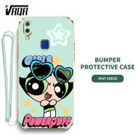 VRQR Powerpuffy เคสโทรศัพท์สำหรับหญิงสาวน่ารักสำหรับ Vivo Y95 Y93 Y91 Y91i 1807 1816 1817 1811ซูเปอร์เกิร์ลกรอบนุ่มบางพิเศษ (รวมฟรีสายคล้อง)