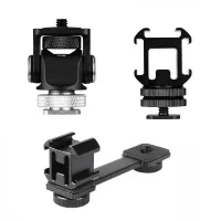 Triple Hot Shoe Mount Adapter Flash Microphone cket Holder for Smooth 4 DJI Osmo Pocket Video Camera Gimbal Flash Accessories