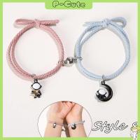 P-CUTE สีดำ ของขวัญเครื่องประดับสำหรับผู้หญิงผู้ชาย แฟชั่น ของขวัญวันวาเลนไทน์ กำไลข้อมือเชือก ของขวัญสำหรับคู่รัก สร้อยข้อมือแม่เหล็ก สร้อยข้อมือนักบินอวกาศดวงดาว