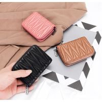 Sheepskin Leather Short Women Wallets Brand Wrinkled Purses Card Holder Wallet Fashion Lady Mini Zipper Wallet Female Coin Purse