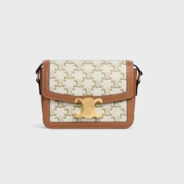 Celine Tabou Clutch On Strap Triomphe Tan in Canvas/Calfskin