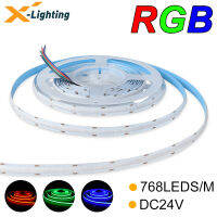 24V RGB COB LED Strip 768 LEDsM High Density Soft Flexible FOB Tape LED Light For Indoor Decoration 1M 2M 3M 4M 5M