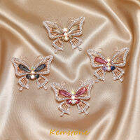 Kemstone Elegant Shiny Rhinestone Synthetic Zirconia Gold Plated Openwork เข็มกลัดผีเสื้อสำหรับเครื่องประดับของขวัญผู้หญิง