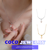 COCOJEWELRY Pearl Knot Necklace Womens High-end Design Light Luxury Niche Clavicle Chain