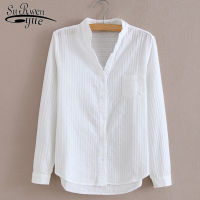 Fashion Cotton Blouse Shirt High Quality Women Blouse Long Sleeve Solid White Blouse Women Shirts Casual Ladies Tops 1715 50