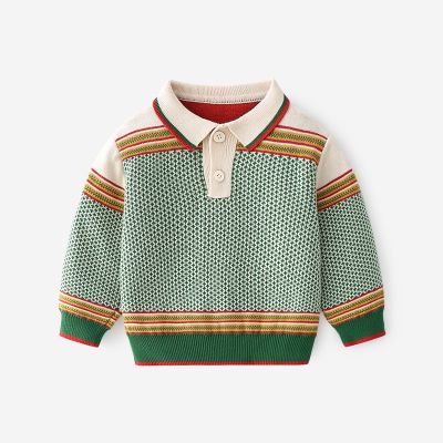 Kids Clothes Boys Sweaters for Children Long Sleeve Striped Childrens Blouses for Girl Turn-down Collar Knitted Sweater Outdoor