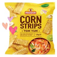 s10 ขนมข้าวโพดอบกรอบ ขนมกินเล่น ขนมนำเข้า รส ต้มยำ 120g. # Mission Corn strips TOM YUM ต้มยำ #ขนมนำเข้า สิงคโปร์ Singapore