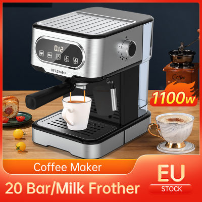 1100W 20Bar Coffee Machine Semi Automatic Espresso Coffee Maker with Milk Frother Cafetera Cappuccino Latte Mocha Maker Home