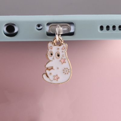 Dust Plug Charm Kawaii Cat Anti Dust Cap Charge Port Plug Pendant For Iphone Type C Charging Phone Protector Stopper Accessories