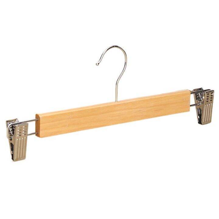 Solid Wood Hangers Non Slip Non Trace Clothes Holder With Clips