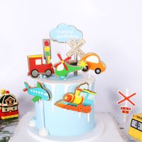 Happy Birthday Cake Topper Car Plane Traffic Light Wedding Decor Flag Kids Party DIY Baking Supplies Cupcake Toppers Baby Shower Party  Games Crafts