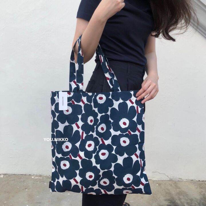 กระเป๋าผ้า-marimekko-tote-bag-ดอกสีเขียวเล็ก-ของแท้-100-มีป้ายแท็ก-you-nikko