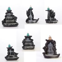 Ceramic Backflow Incense Burner Holder Buddhism Lotus Incense Plate Sandalwood Coil Base Temples Yoga Studios Home Decoration