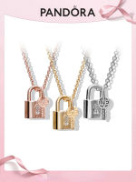 แพนดอร่า ชุดสร้อยคอล็อคความรักนิรันดร์แพนดอร่า Pandoraˉ Necklace Set 925 Sterling Silver Pandoraˉ Eternal Love Lock Necklace Set ZT2228 Couple Temperament Womens Rose Gold Necklace