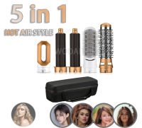 Electric 5 In 1 Kit Hair Dryer Hair Comb Negative Ion Straightener Brush Blow Dryer Air Brush Curling Wand Detachable Brush Kit