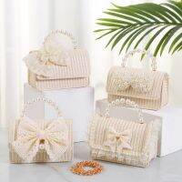 【CW】 Ladies Bow Knot Dual-purpose Photo Multi-function Hanging Bead Messenger Handbag