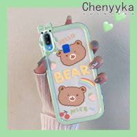 เคส Chenyyka สำหรับ VIVO Y91 Y95 Y91i การ์ตูนหมีสวยสร้างสรรค์สีสันสดใสน่ารักเลนส์กล้องถ่ายรูปแบบนิ่มมอนสเตอร์ตัวน้อยซิลิโคนเคสโปร่งใสกันกระแทกแบบใสง่ายเคสป้องกัน