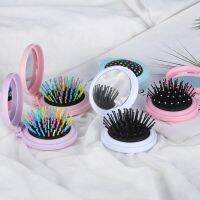 【CC】◊▬  Small Size Hair Comb With Folding Mirror Traveling Massage Styling Tools