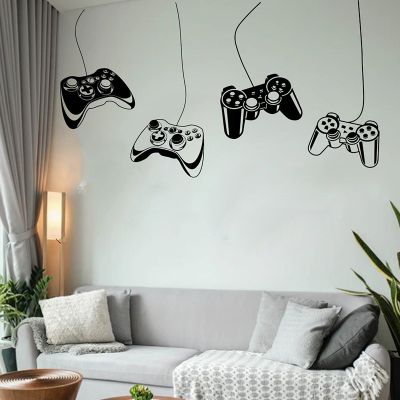 Large Hang Game Controller Wall Sticker Playroom Kids Room Video Gaming Zone Gamer Xbox Ps Wall Decal Nursery Vinyl Home Decor