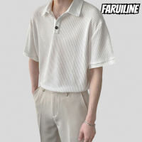 FARUILINE STORE เสื้อยืดโปโลลําลอง คอปกโปโล ระบายอากาศได้ดี ลายวาฟเฟิล สีขาว แฟชั่นฤดูร้อน สไตล์นักธุรกิจ สําหรับผู้ชาย