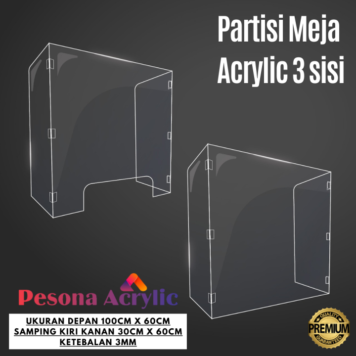 Partisi Akrilik Sekat Pembatas Meja Acrylic Model Sisi Ukuran Cm X Cm Tebal Mm