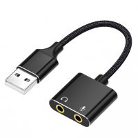 JUC พอร์ต USB เป็น3.5มม. การ์ดเสียงอะแดปเตอร์เสียง2 In 1หูฟังไมโครโฟนไดร์เวอร์พอร์ตฟรีสายแปลงเสียงใช้ในสำนักงานมีอะแดปเตอร์เครื่องเสียงขนาดกะทัดรัด