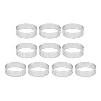 10Pcs Circular Tart Rings With Holes Stainless Steel Fruit Pie Quiches Cake Mousse Mold Kitchen Baking Mould