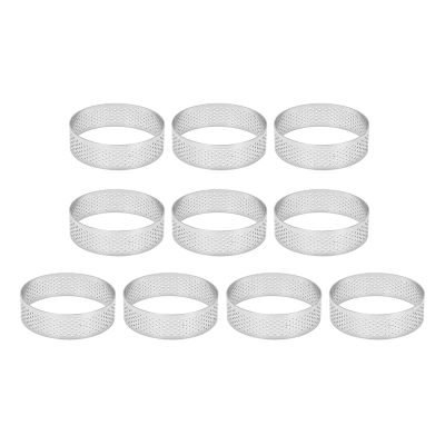 60Pcs Circular Tart Rings with Holes Stainless Steel Fruit Pie Quiches Cake Mousse Mold Kitchen Baking Mould 7cm