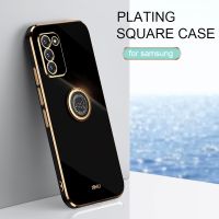 Plating Square Ring Holder Stand Phone Case On For Samsung Galaxy S20 Fe Plus S21 Ultra S 20 21 S20fe 5g Luxury Silicone Cover