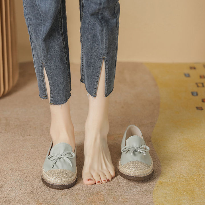 รองเท้าฟิชเชอร์ผู้หญิงพื้นแบนแมทช์ลุคง่าย-2023-รองเท้าผู้หญิงสไตล์น้ำหอมขนาดเล็กที่นิยมในโลกออนไลน์ในฤดูใบไม้ผลิ