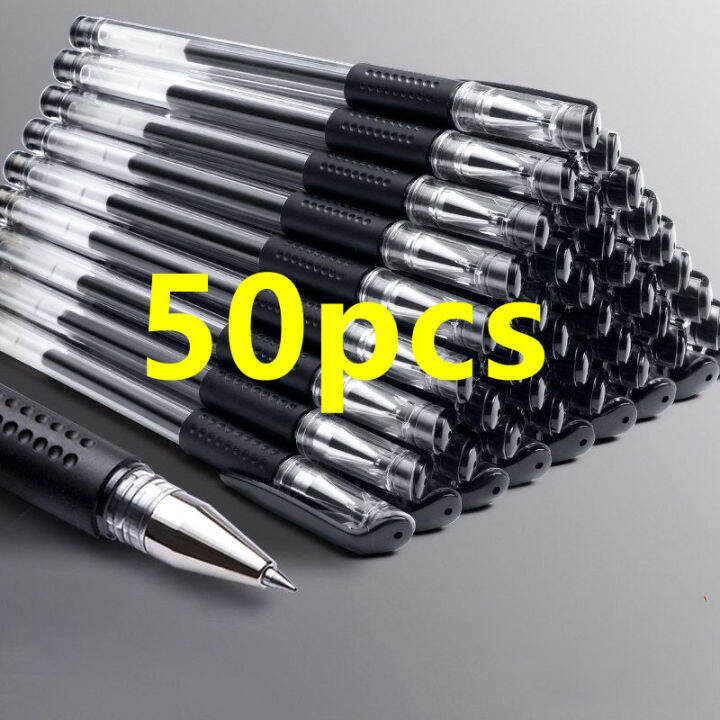50Pcs ballpen Gel Pen black Refill ballpen frosted full needle pens