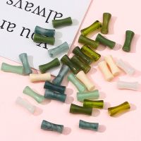 Natural Jade Beads Green Jasper Tube Bamboo Loose Spacer Stone Beads For Jewelry Making DIY Bracelet Necklace Needwork Charm