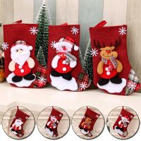New Christmas Decoration Socks Medium Linen Christmas Gift Bag Santa Claus Snowman Elk Bear Christmas Hanging Socks Socks Tights