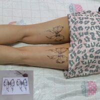 hot【DT】 New 2021 Dark Bow Faux Tatouage Stickers Temporary Transferable  Lasting Thigh