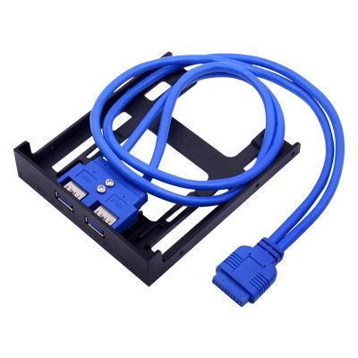 2 Ports USB 3.0 Front Panel Floppy Disk Bay 20 Pin USB3.0 Hub Expansion Cable Adapter Plastic Bracket for PC Desktop