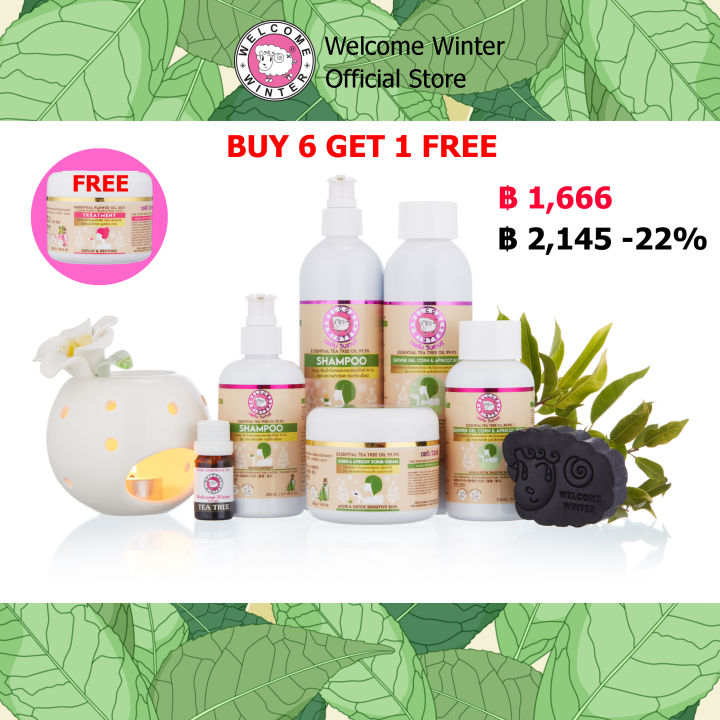 buy-6-get-1-welcomewinter-เซ็ตทีทรี-6-ชิ้น-ขจัดรังแค-ป้องกันเชื้อรา-สิว-แชมพู-เจลอาบน้ำสครับ-ครีมสครับ-สบู่-แถม-ทรีทเม้นท์