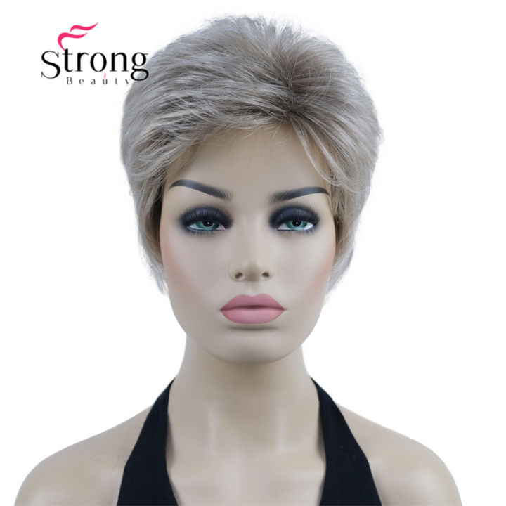 hot-strongbeauty-วิกผมสังเคราะห์สีน้ำตาลทองสั้นดูเป็นธรรมชาติ