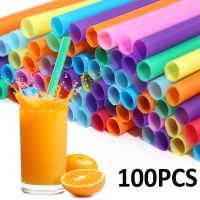 ✢ 100Pcs Disposable Colorful Plastic Straws Multicolor Drinking Straw Milk Juice Drinking Straw Birthday Wedding Party Accessories