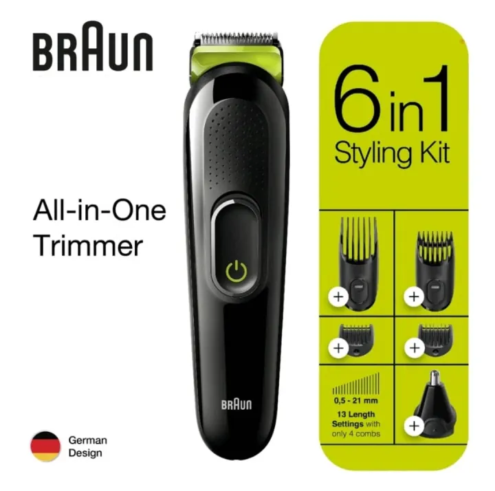 Braun Trimmer All-in-One MGK3220, Ear and Nose Hair Clipper Attachment, 4  Combs with 13 Precision Length, 6-in-1 Cordless Hair Clipper | Lazada PH